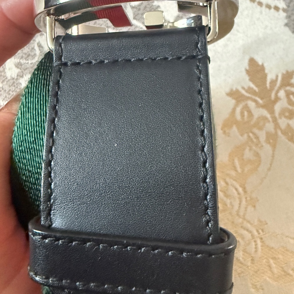 Gucci Green and Red Belt with Silver Buckle - Picture 3 of 8